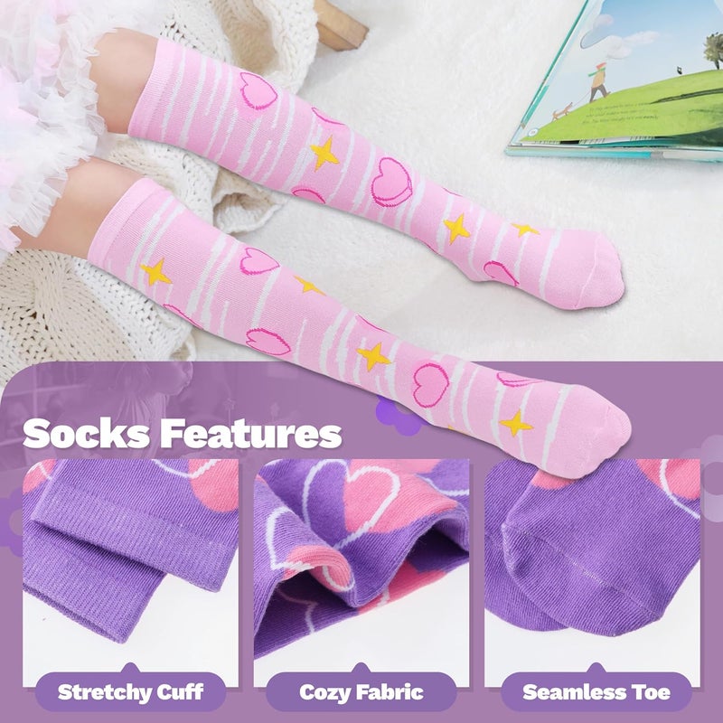 ANTSANG Kids Girls Knee High Socks Fashion Funny Crazy Stockings Gift Cute Novelty Long Boot Cotton Socks for Child 6 Pairs - Image 4
